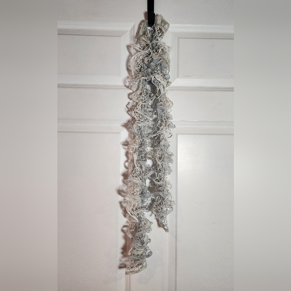 Elegant Silver Sparkle Lace Ruffle Scarf